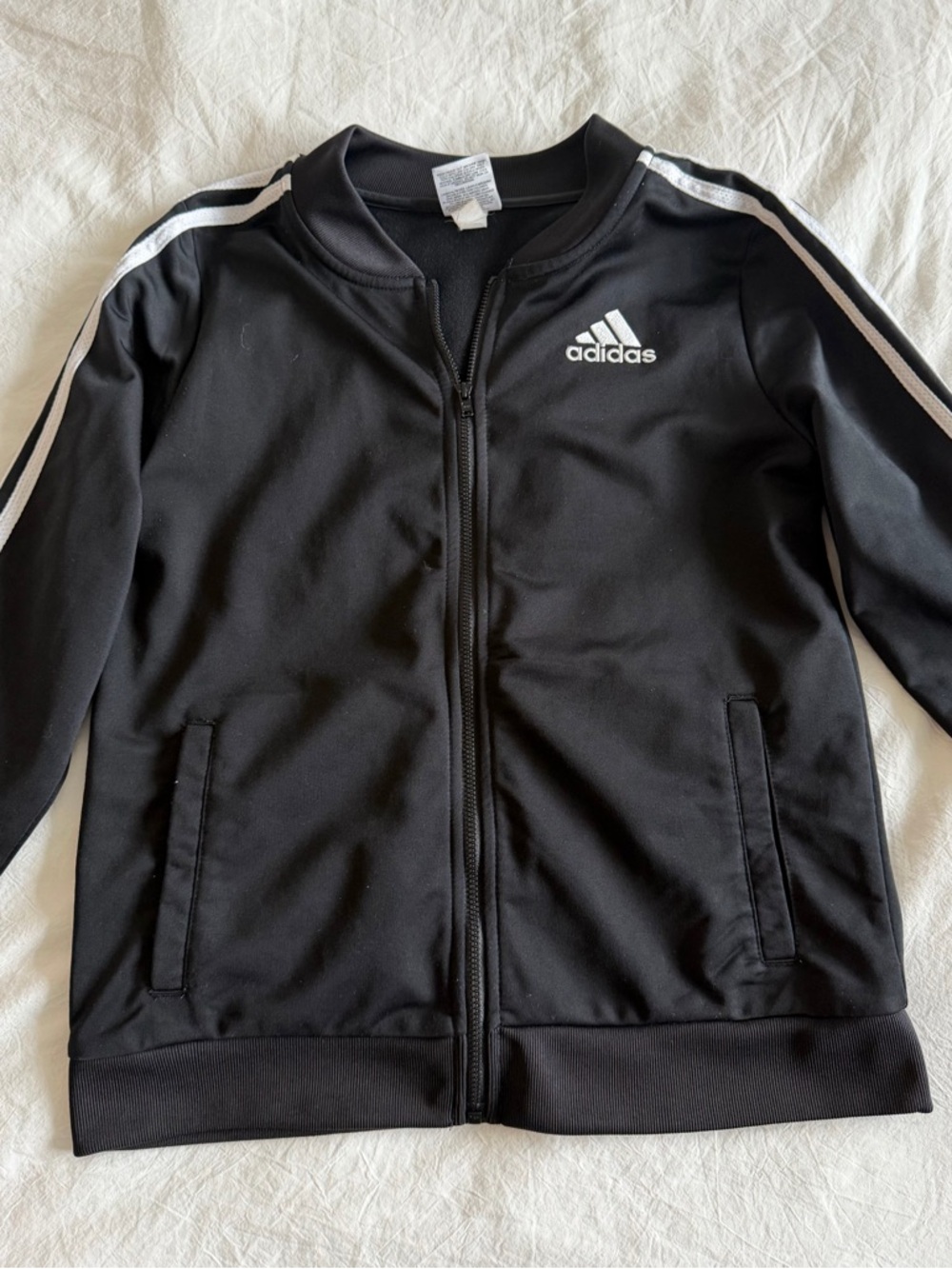 Adidas Black Jacket with White Stripe Accents